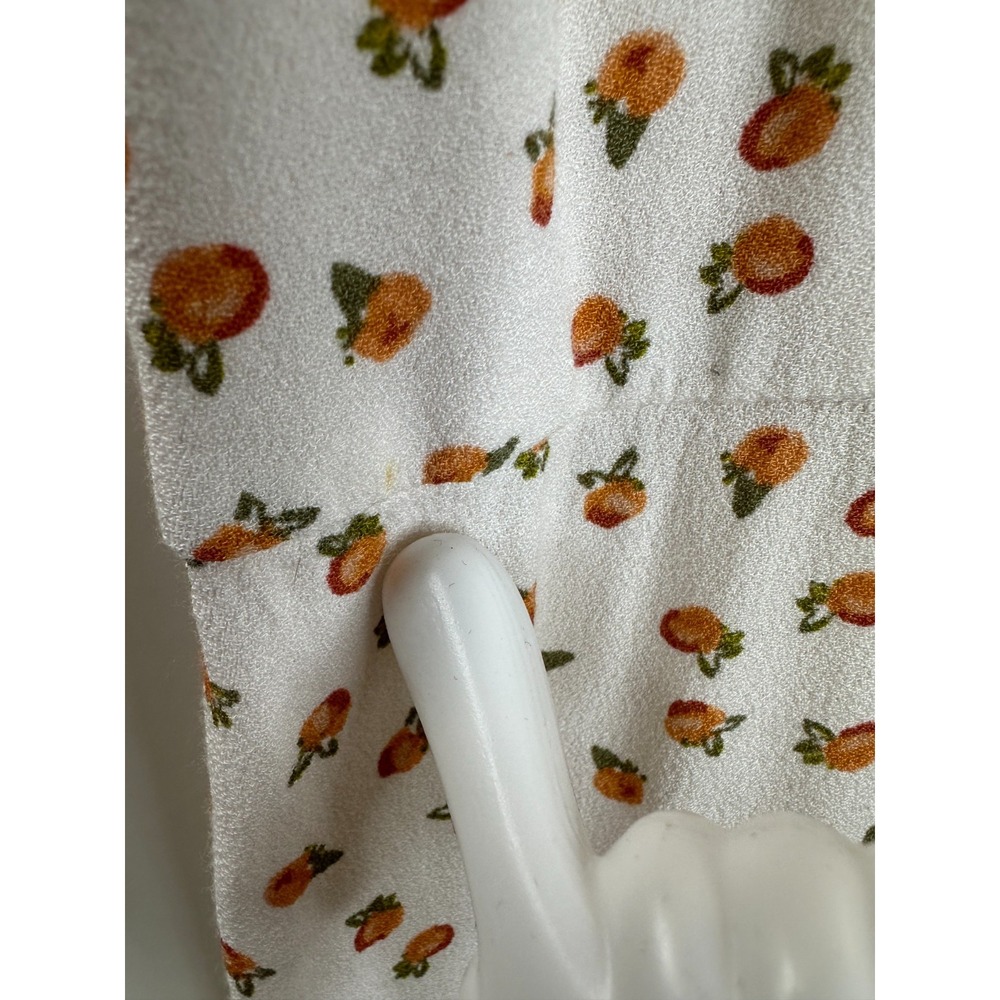 Free People Mia Short Sleeve Jumpsuit Ivory Peach Fruit Print Size 8 *Flawed - Picture 9 of 16